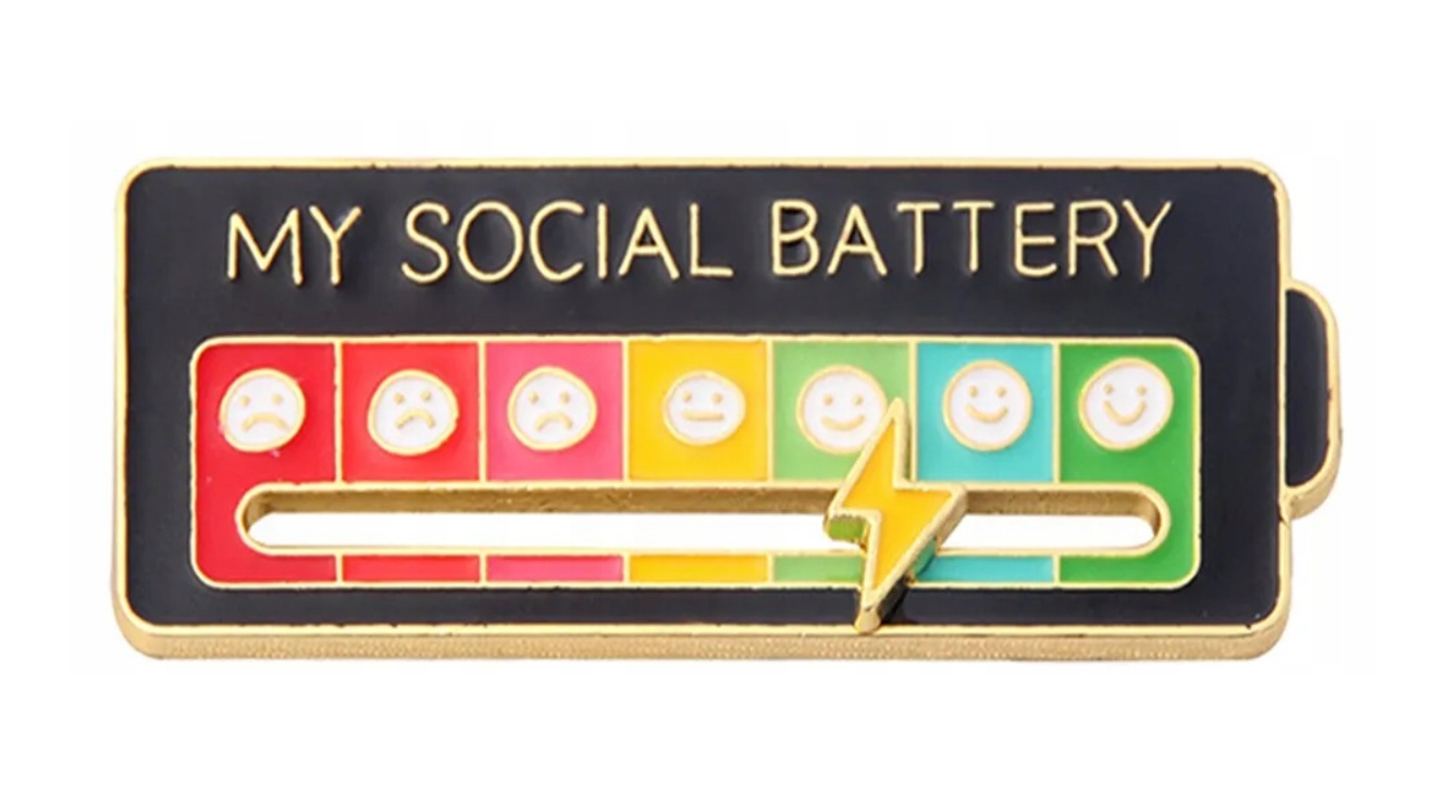 Przypinka SOCIAL BATTERY czarna